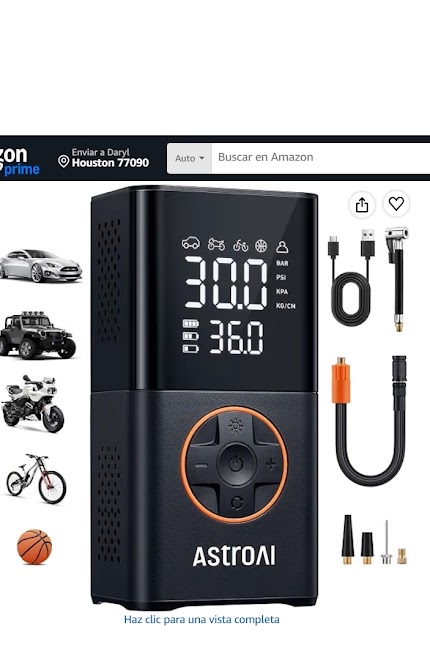 Inflador portátil AstroAI para llantas